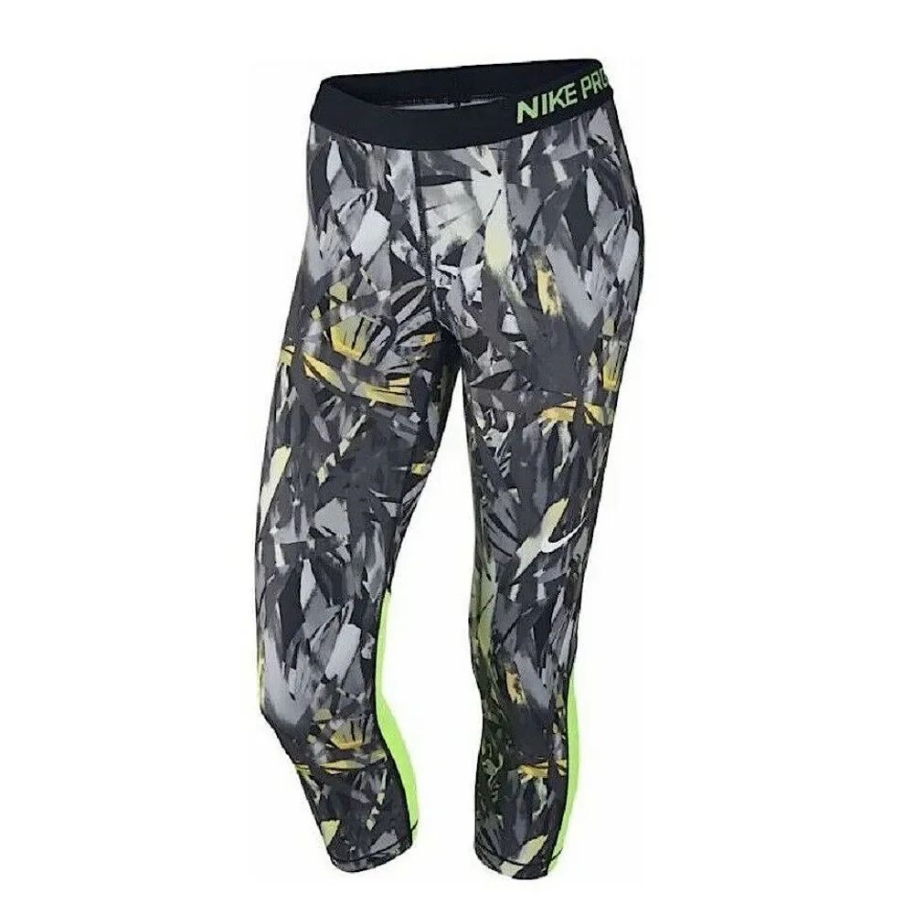 NIKE Pro Painted Palms Allover Print Capri Pant Leggings Gym Runing Compression